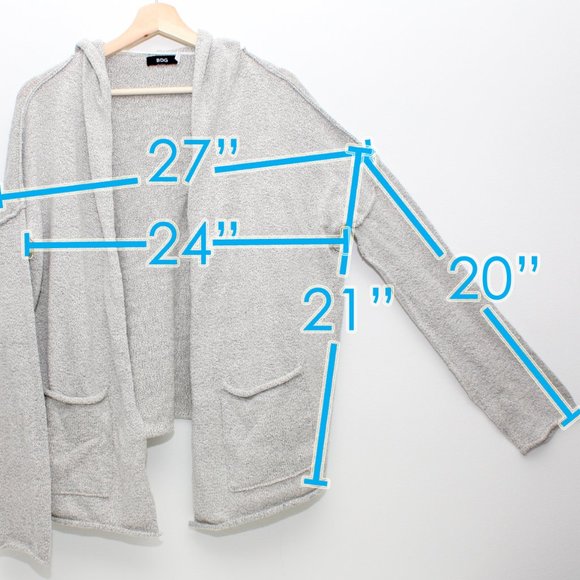 BDG Women's Hooded Knit Open Cardigan Gray Small with Pockets - Picture 4 of 6